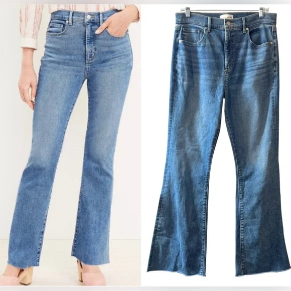Loft The Slim Flare High Rise Raw Hem Jeans 30 10 made & loved boho trendy - Picture 16 of 16